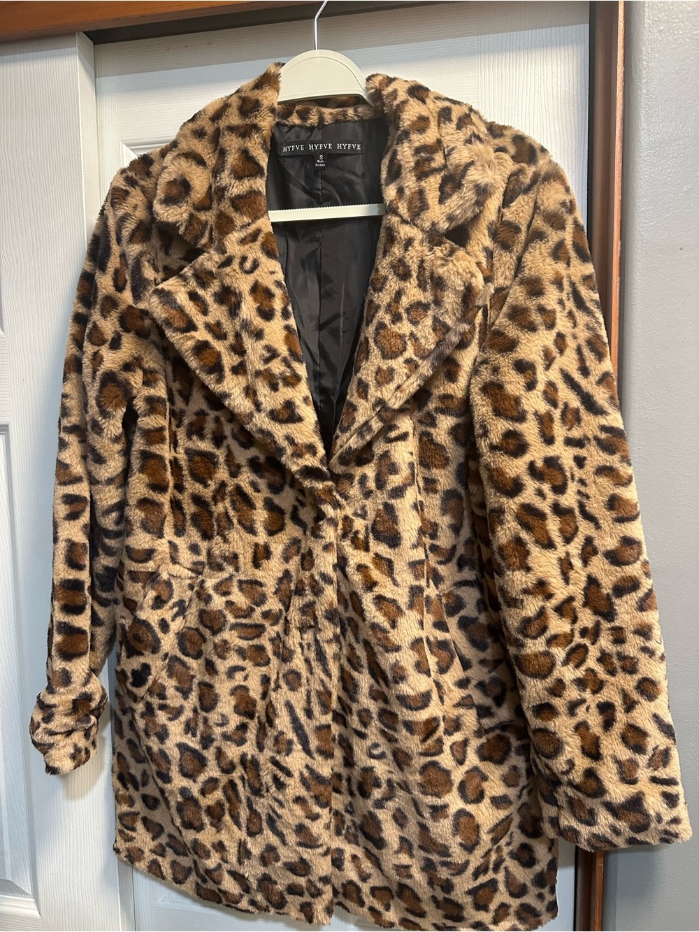 HYFVE Leopard-Print Faux Fur Coat in Brown and Black